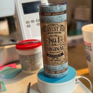 Greatest Dad Tumbler with Wood and Gray Design